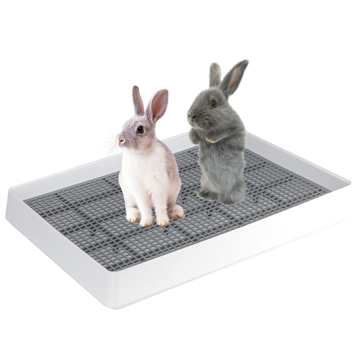 FHTONGE extra-large rabbit litter box trainer tray in use for potty training rabbits