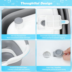 FHTONGE hair-filtering design keeps debris out of the drain for easy cleanup.