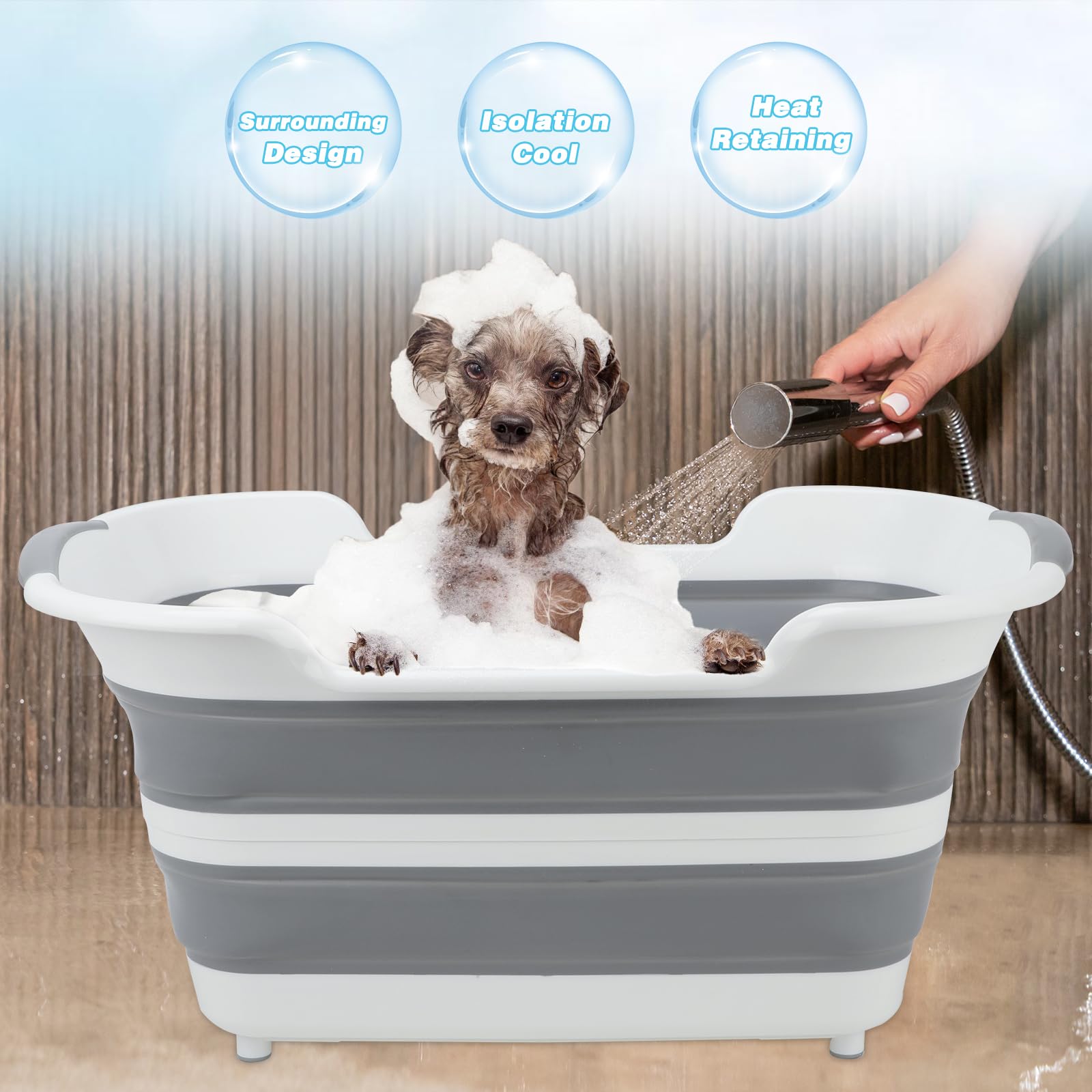 FHTONGE multifunctional washtub doubles as laundry, storage, or portable cooler.