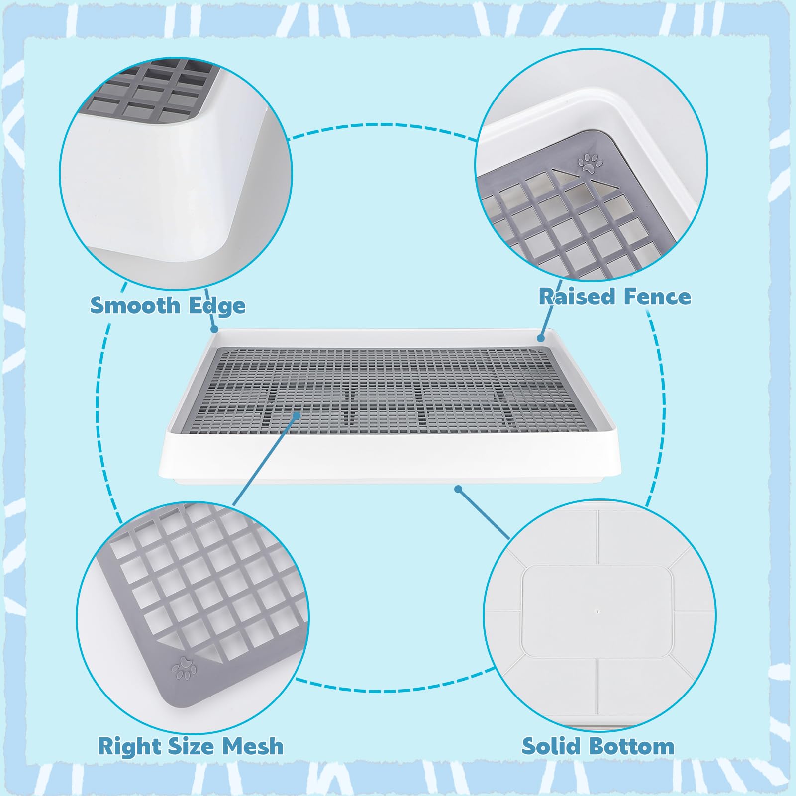 FHTONGE premium plastic litter pan offers durability for frequent cleaning
