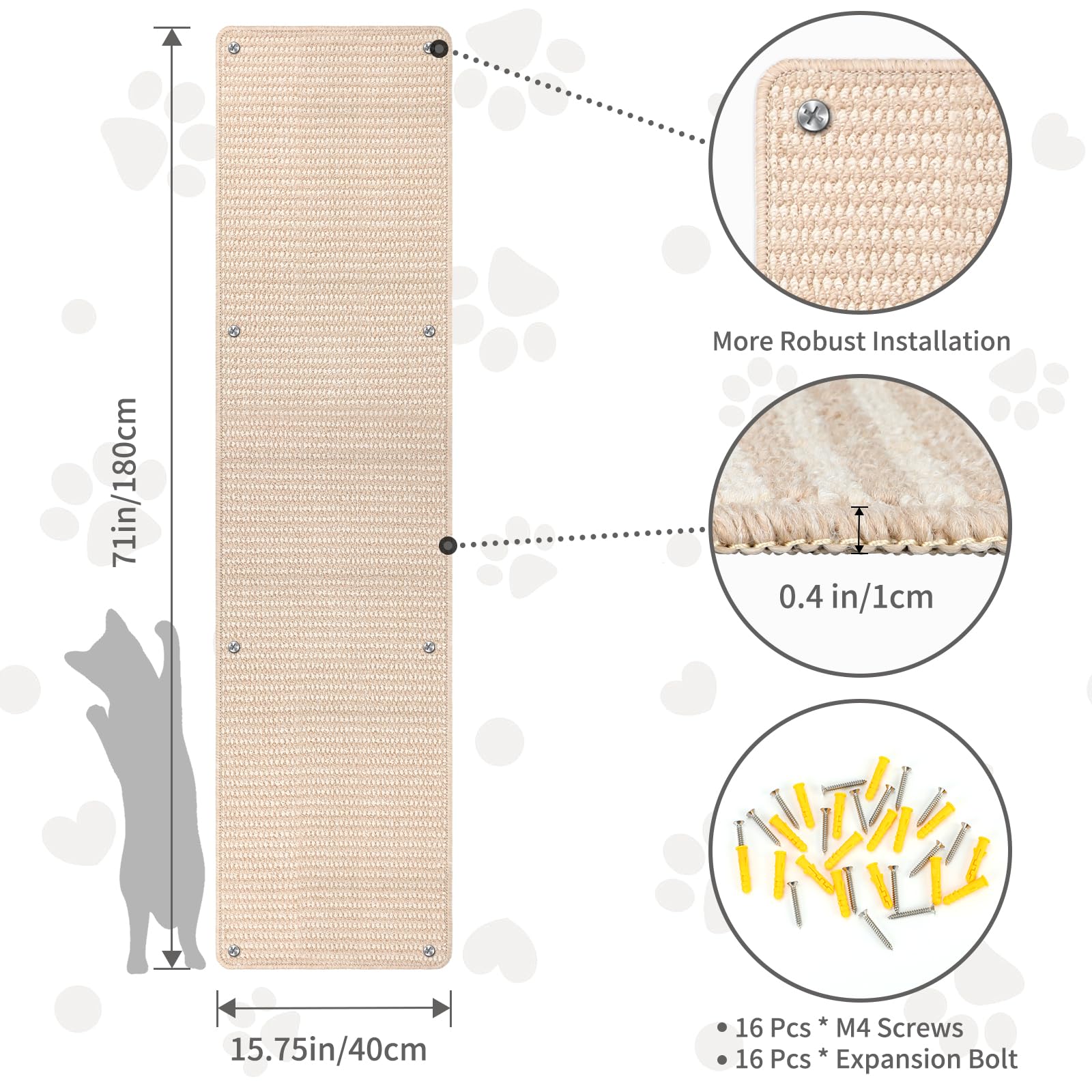 FHTONGE thickened material with loop-pile front and sisal-like back for durability