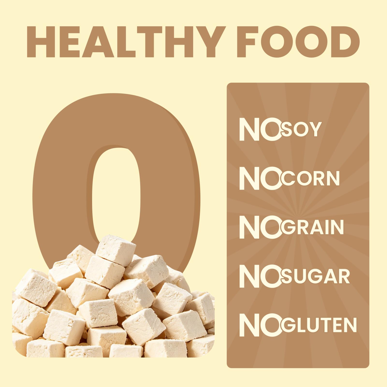 FHZRLP freeze dried chicken pieces closeup, crisp texture preserves nutrients.