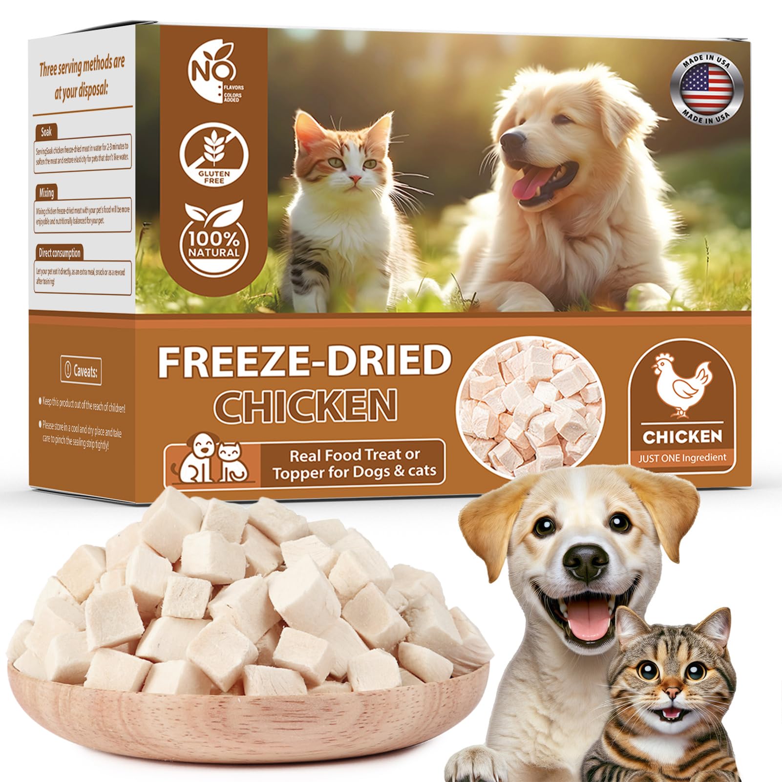 FHZRLP Freeze Dried Chicken Treat Pack for dogs and cats, convenient protein snack.