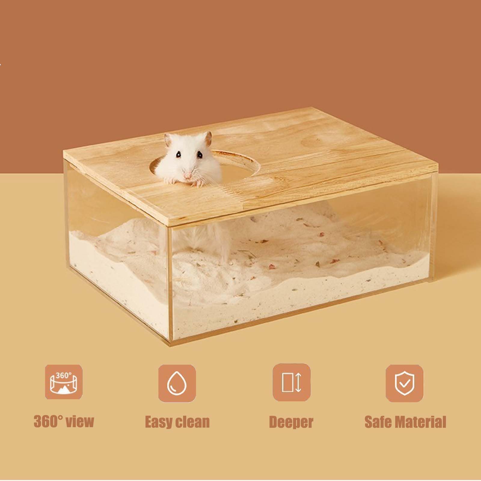 Fibopawer large sand container with lid helps prevent spills during baths.