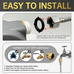 Ficuswin 3/4in GHT faucet connection ensures secure, leak-free setup.