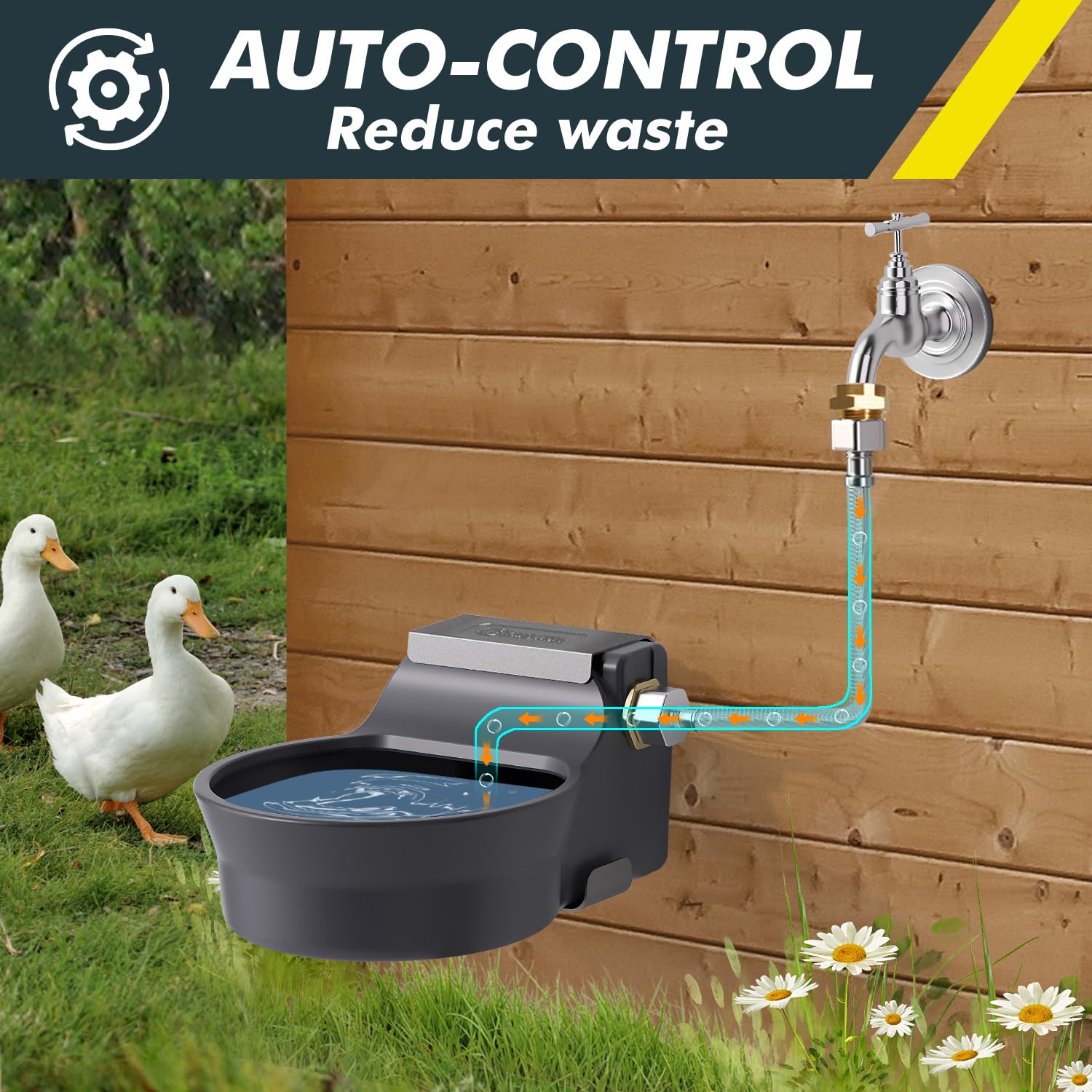 Ficuswin patented auto-fill maintains water levels for dogs and cats.