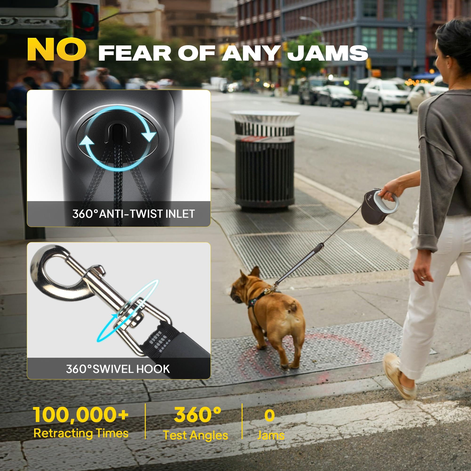 Fida 360 degree tangle free cord reduces snags during strolls