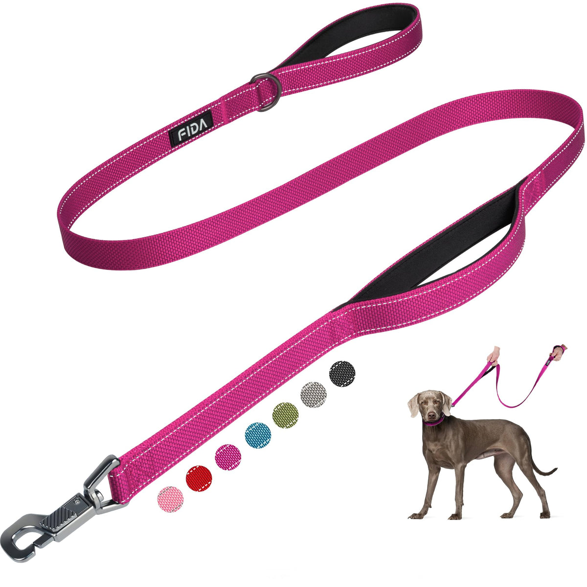 Fida 4 ft heavy-duty leash with advanced easy hook for quick, secure clipping.