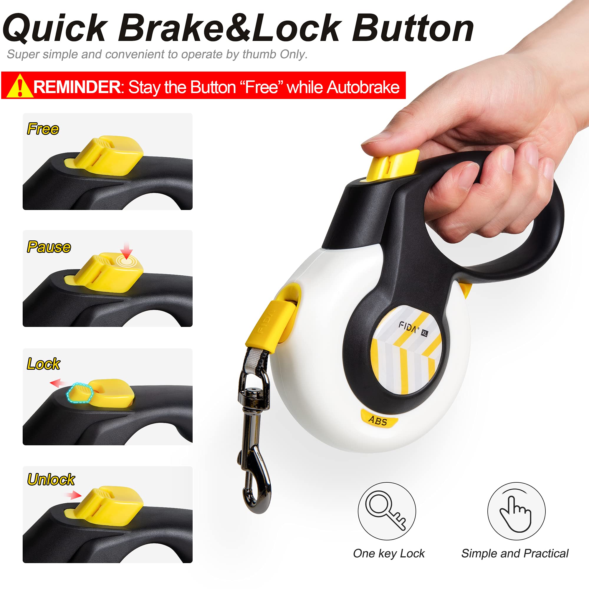 FIDA Autobrake leash demonstrates 360-degree tangle-free outlet during activity.