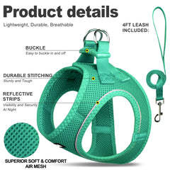 Fida cat harness in green with breathable mesh for comfortable daily walks.