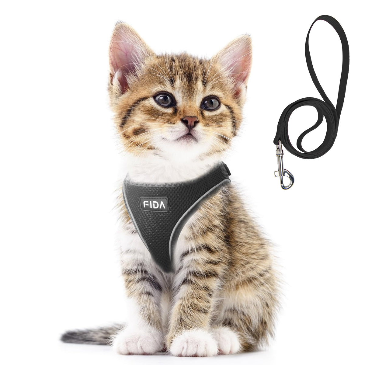 Fida cat harness step-in design for quick, secure fits during walks.