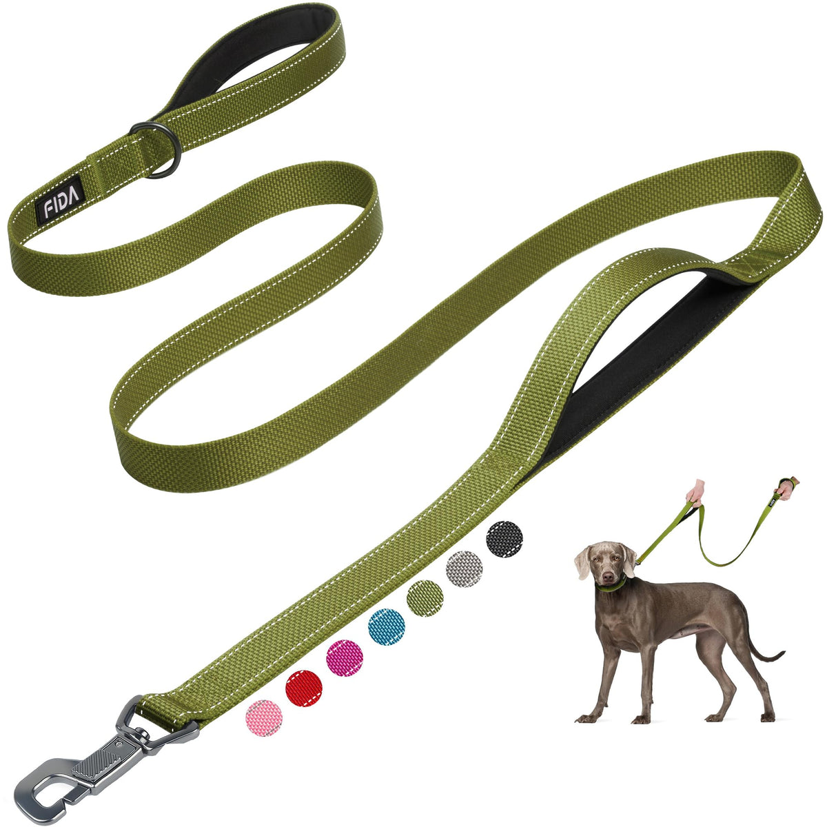 Fida dog leash 6ft heavy-duty nylon for long-lasting daily walks.