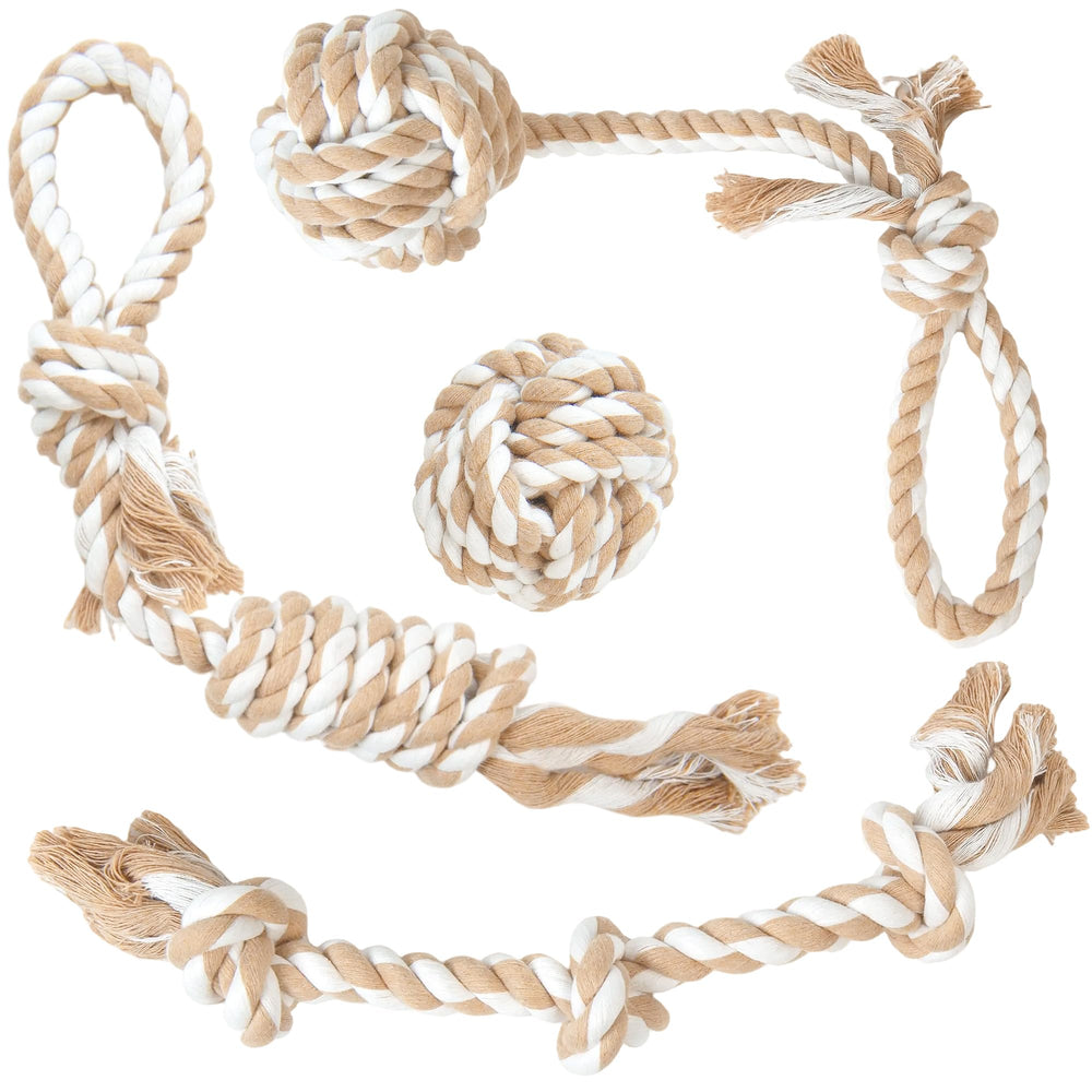 Fida dog rope ball toy for engaging fetch and teething-friendly chewing.