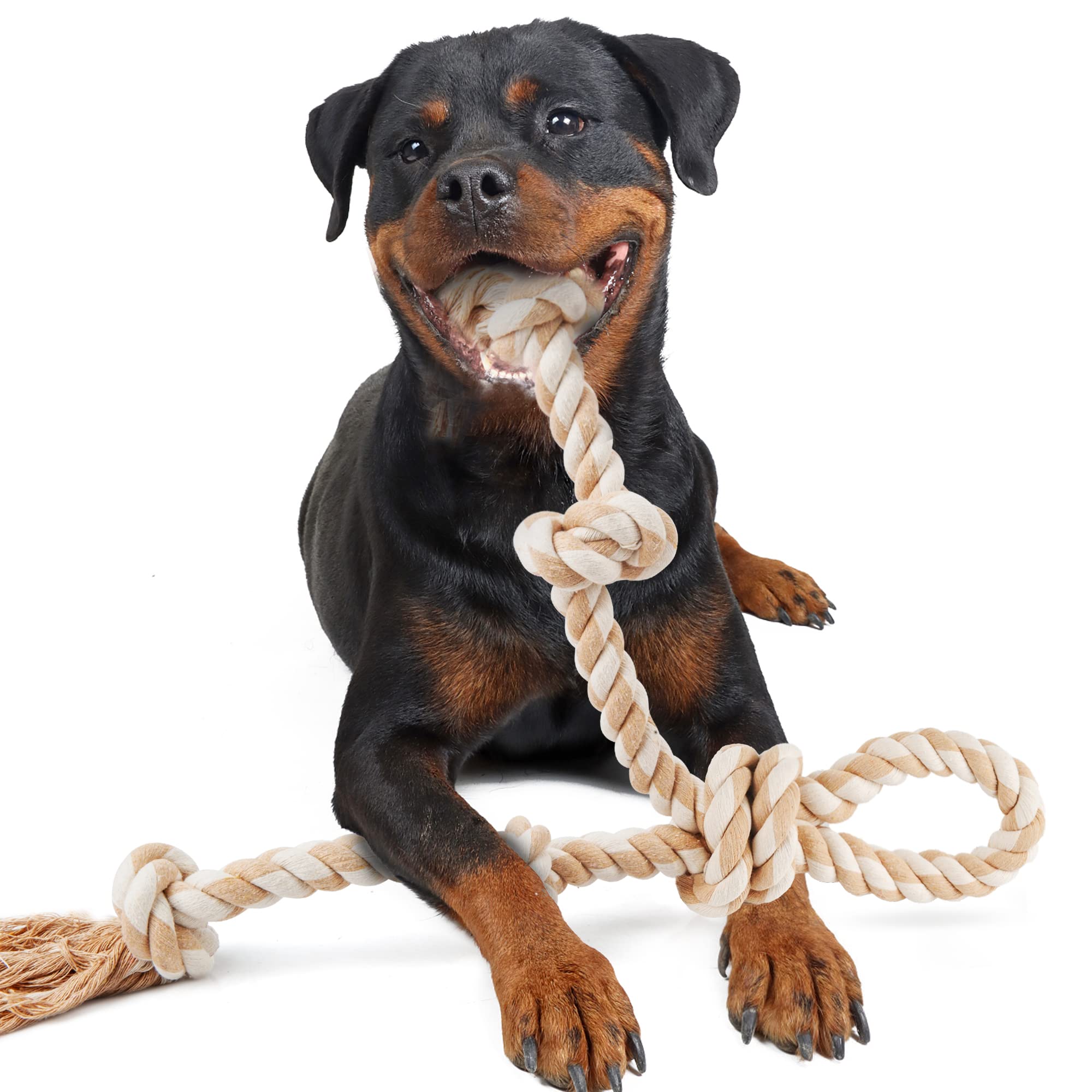 Fida 29-inch dog rope toy with handle for interactive tug-of-war