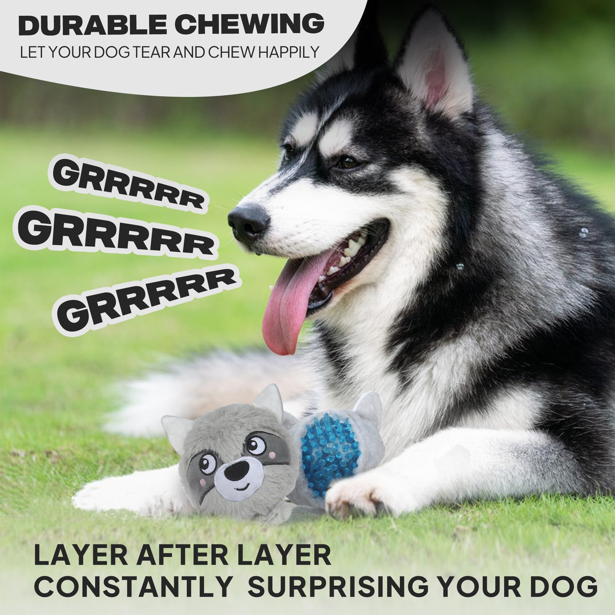 Fida raccoon-inside ball toy inspires retrieval and keeps dogs curious