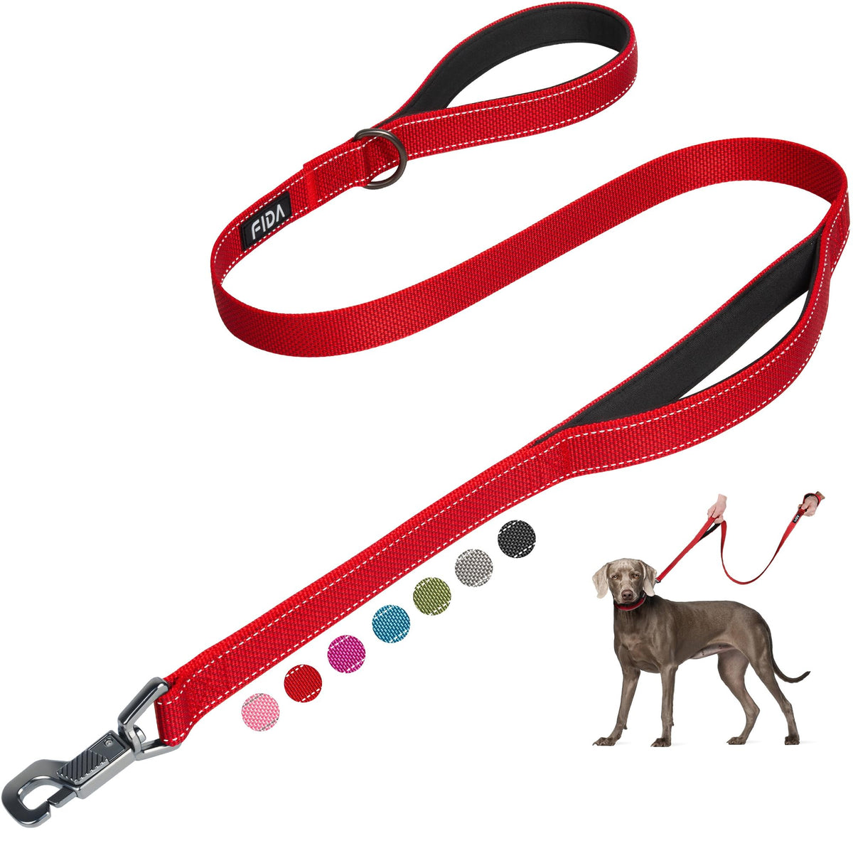Fida four-foot heavy-duty dog leash with Advanced Easy Hook for quick, secure clip during walks.