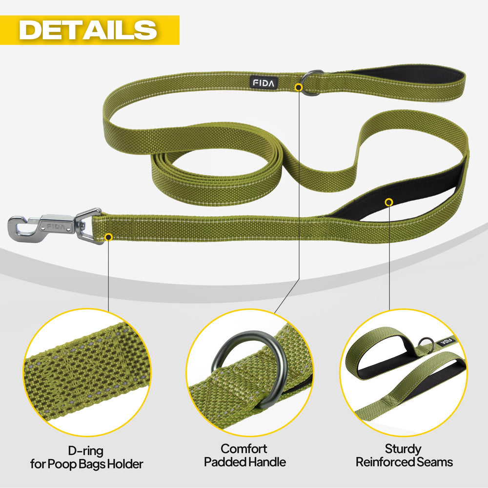 Fida leash durability supports large to small breeds on long walks.