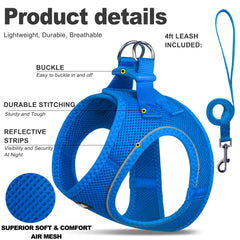 Fida breathable air mesh leash set in blue for cool walks.