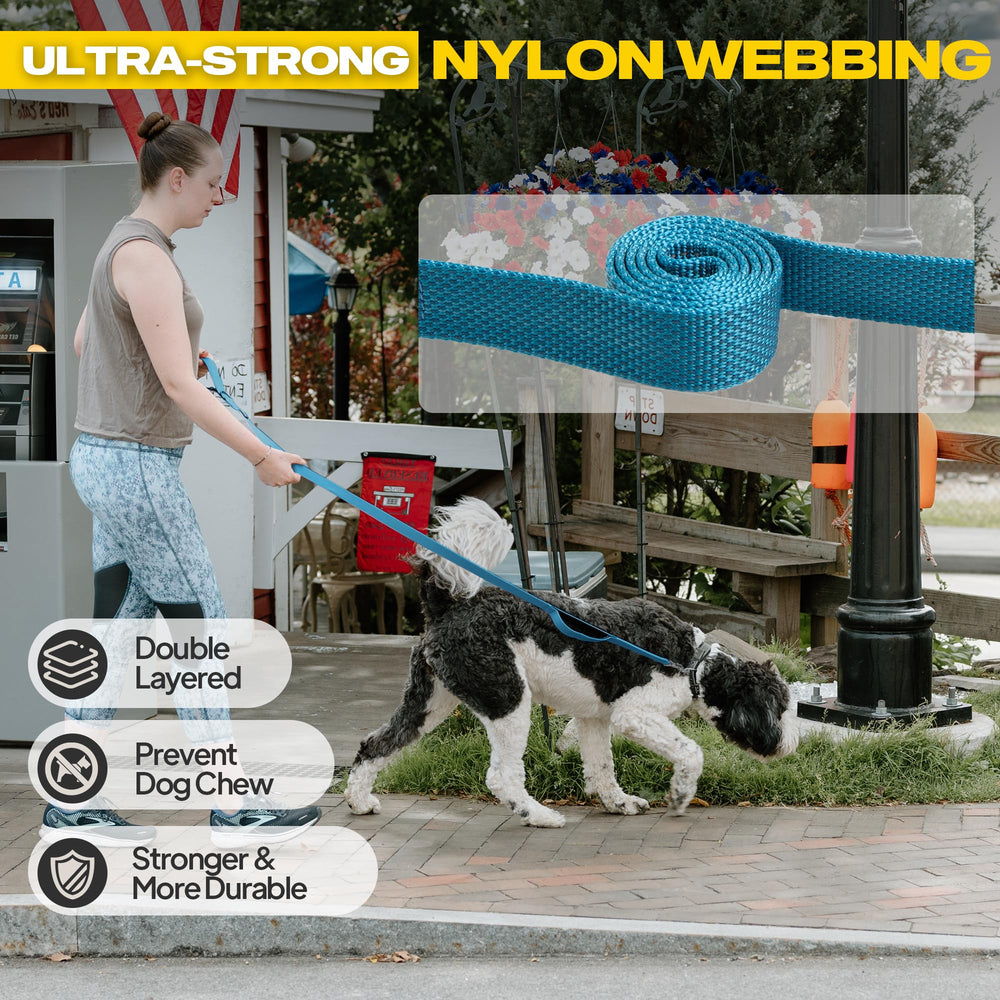 Fida leash traffic handle close-up demonstrating quick-control in busy streets.
