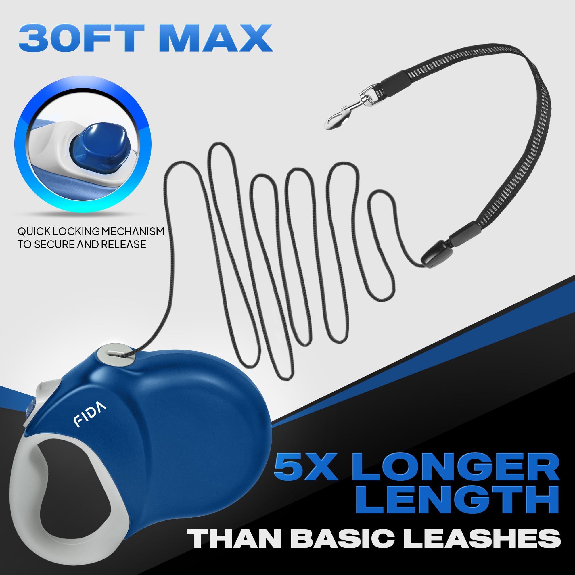 Fida no-tangle cord design enabling smooth outdoor walks