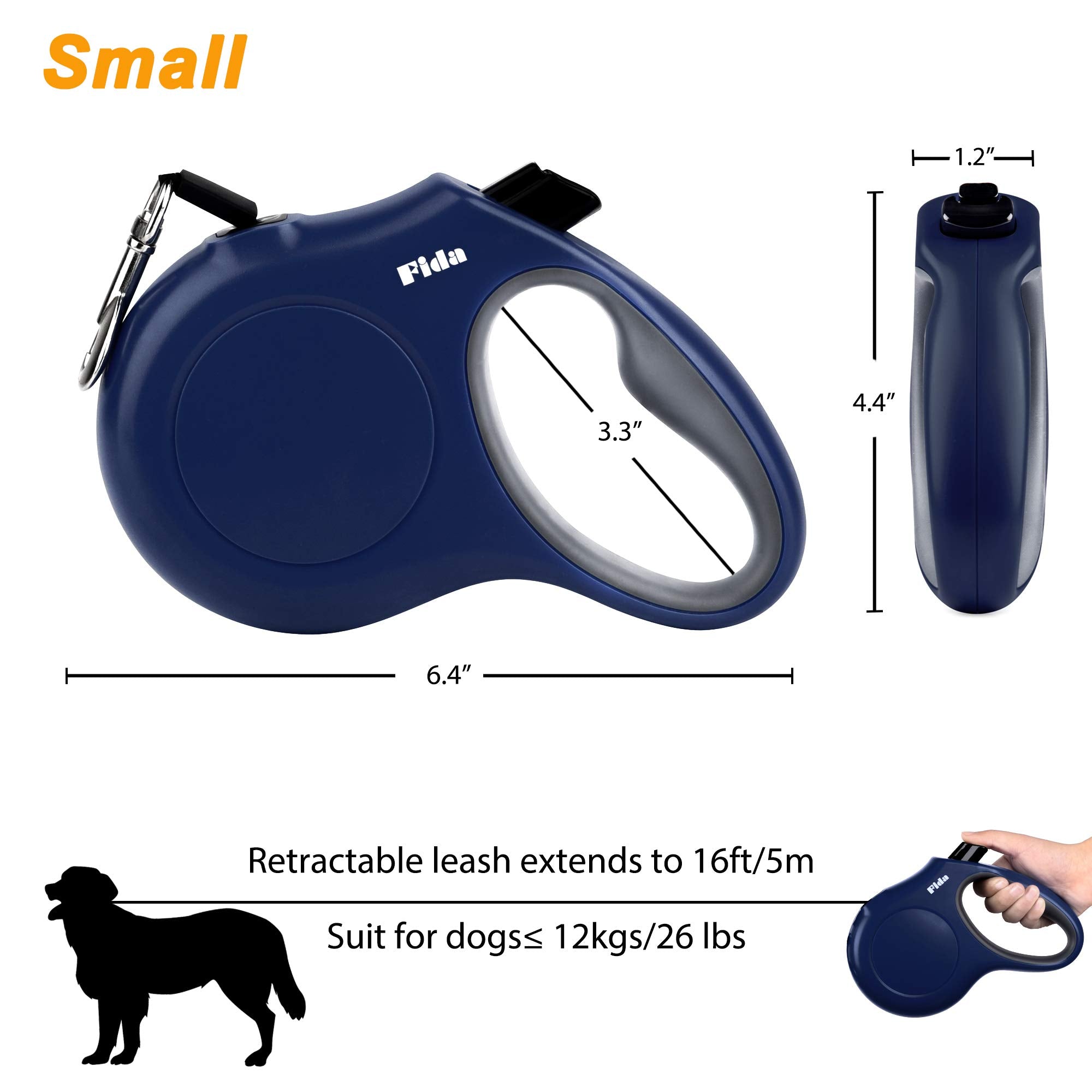 Fida includes poop bag holder and bags for convenient cleanup