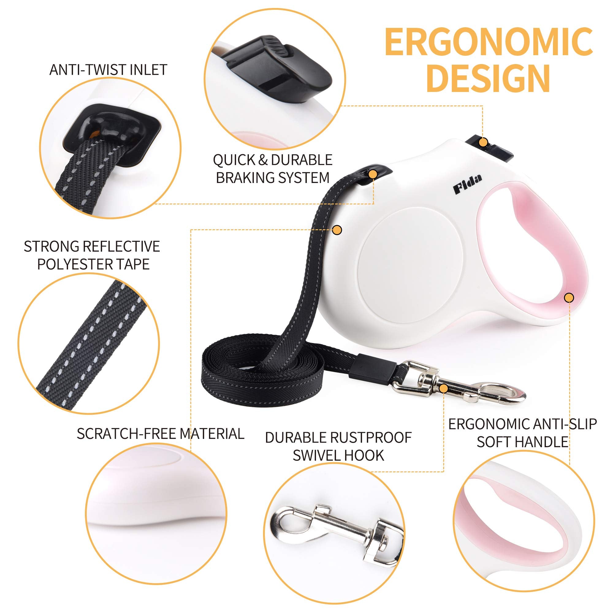 Fida reflective tape on leash boosts night visibility