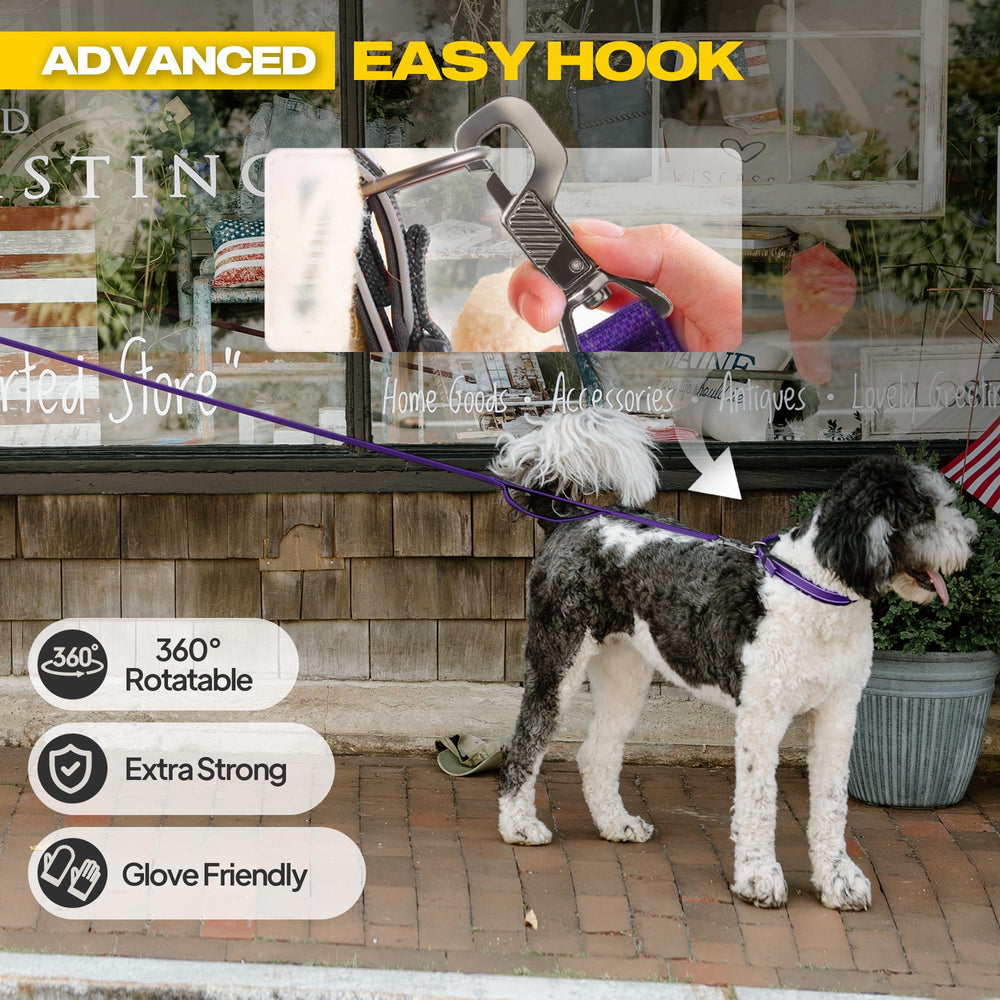 Fida reflective-thread leash boosts visibility at night.
