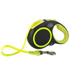 Fida retractable leash 16ft neon yellow enhances nighttime visibility for safer evening walks