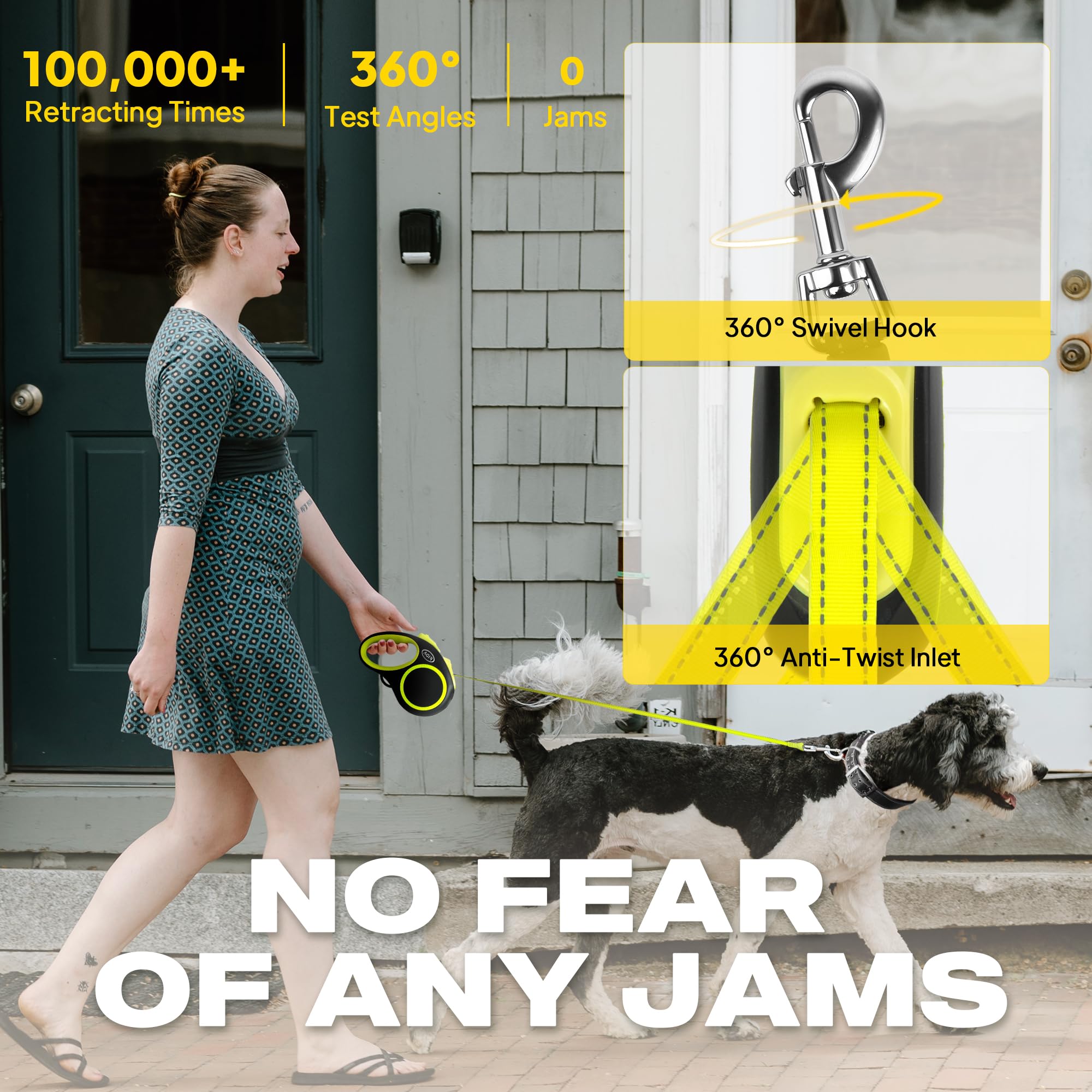 Fida leash heavy-duty coil spring and rustproof hook for reliable daily use