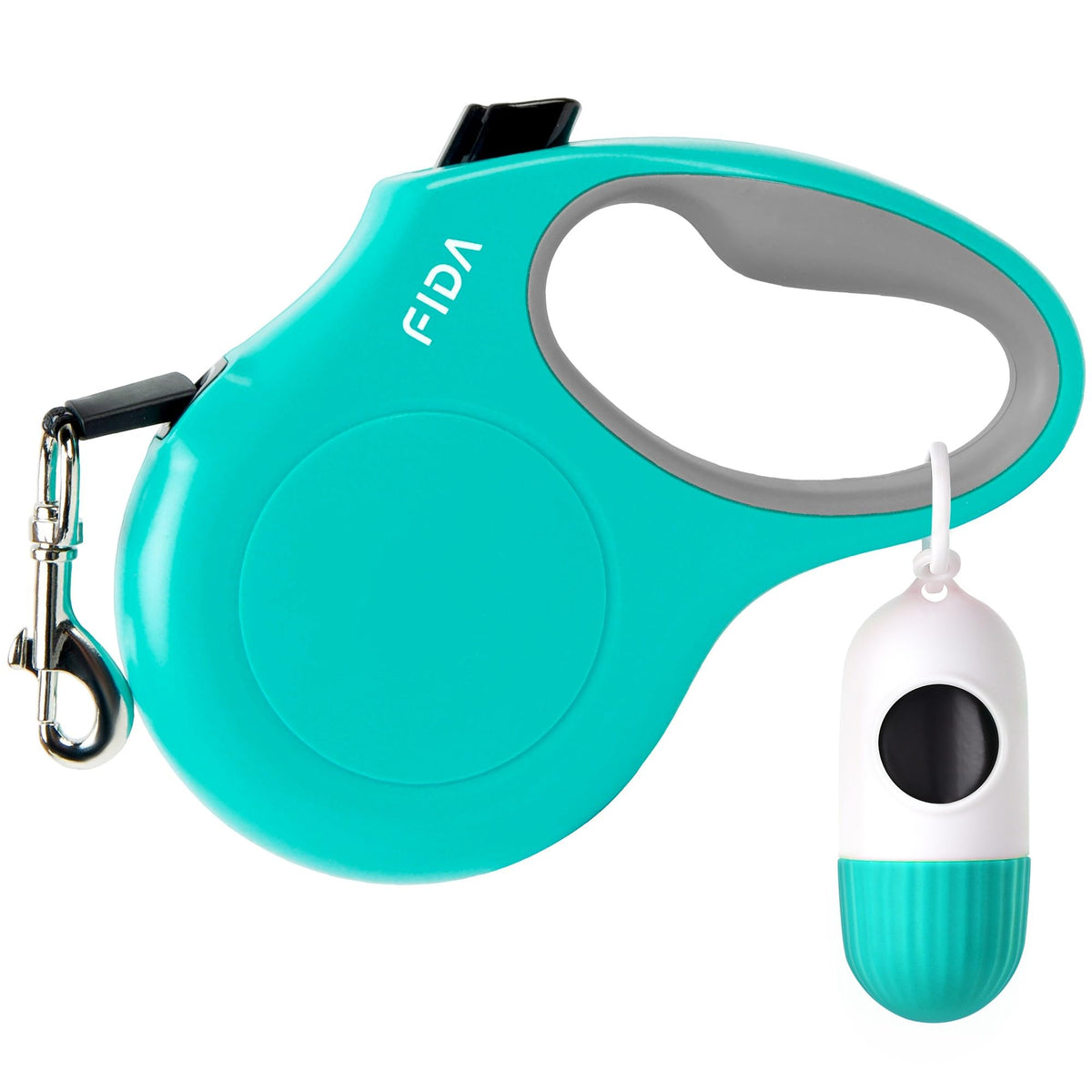 Fida retractable leash with dispenser and bags for tidy, hands-free walks.