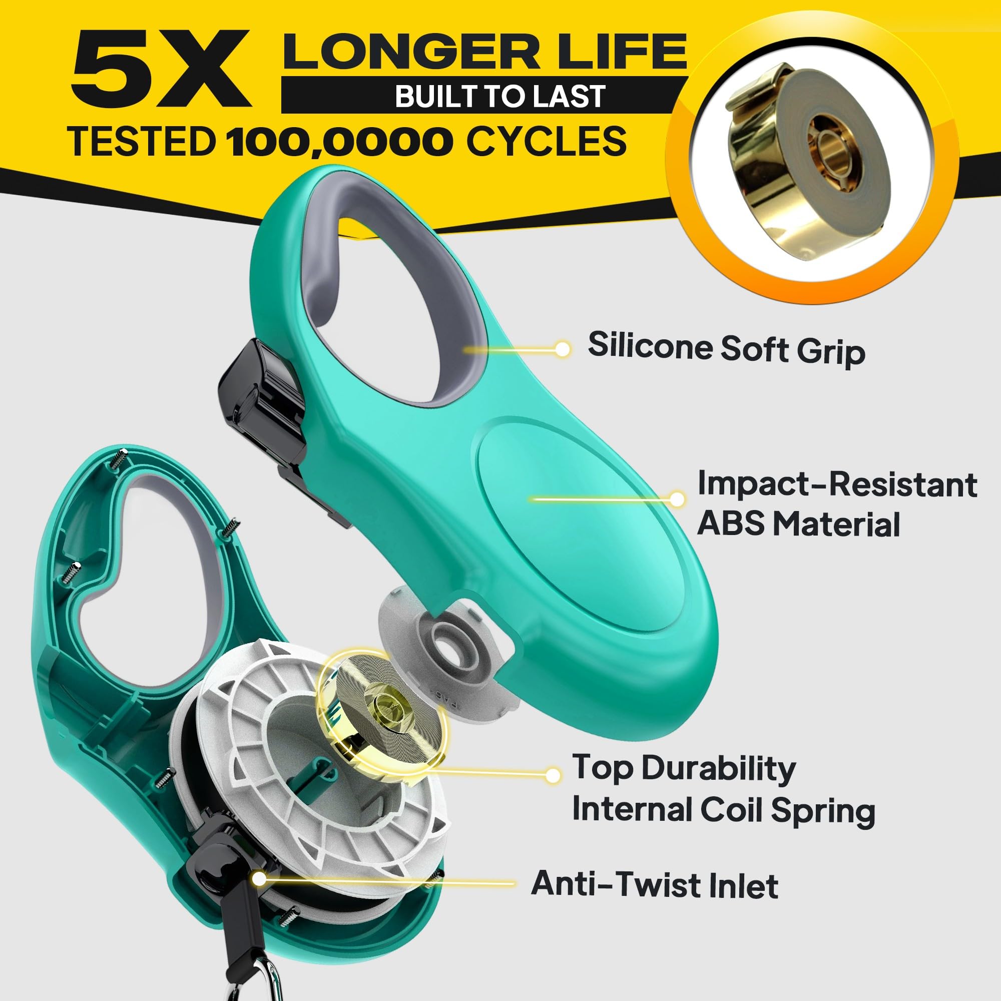 Fida retractable leash with reflective cord for night walks