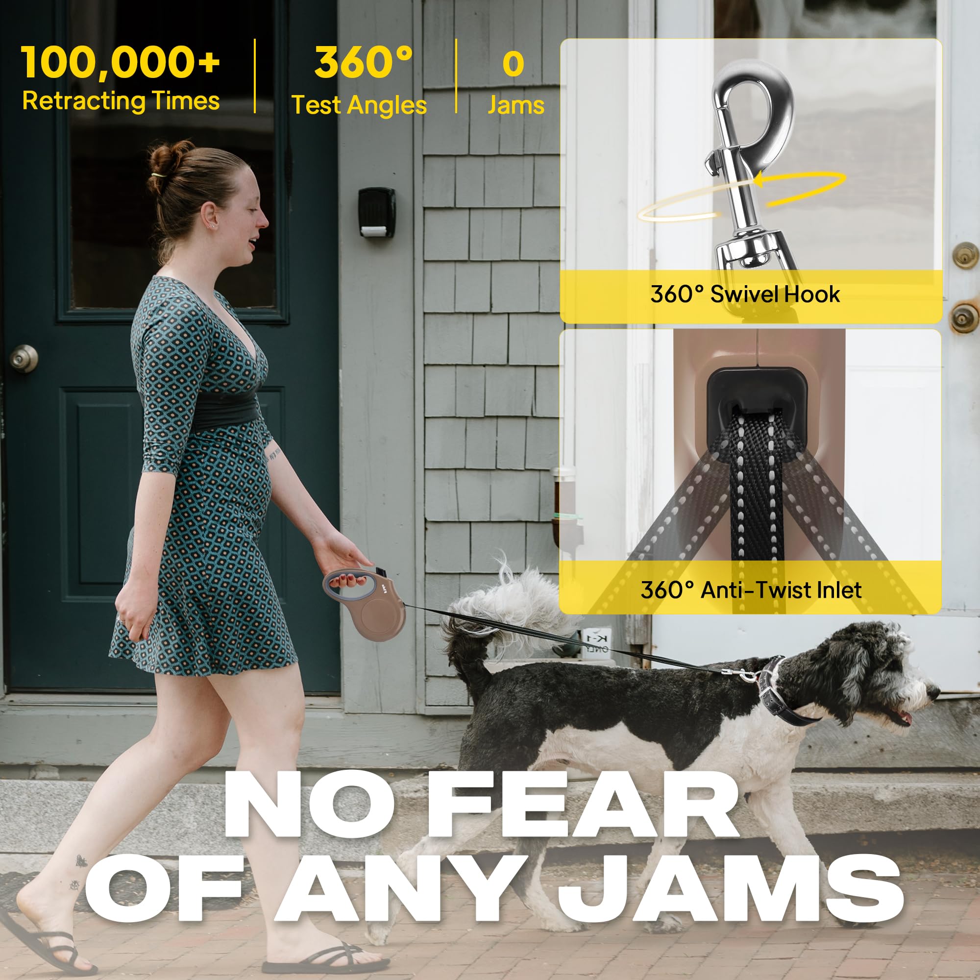 Fida retractable leash reflective strip enhances night visibility for safety