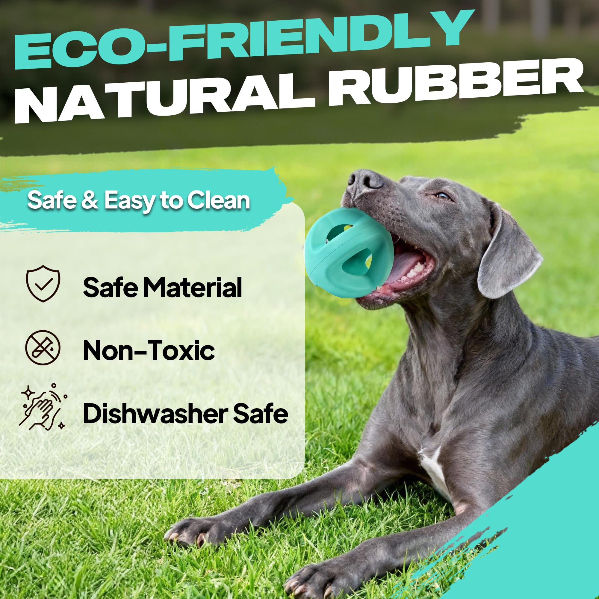 Fida ring ball side view highlighting rugged ring for fetch and tug