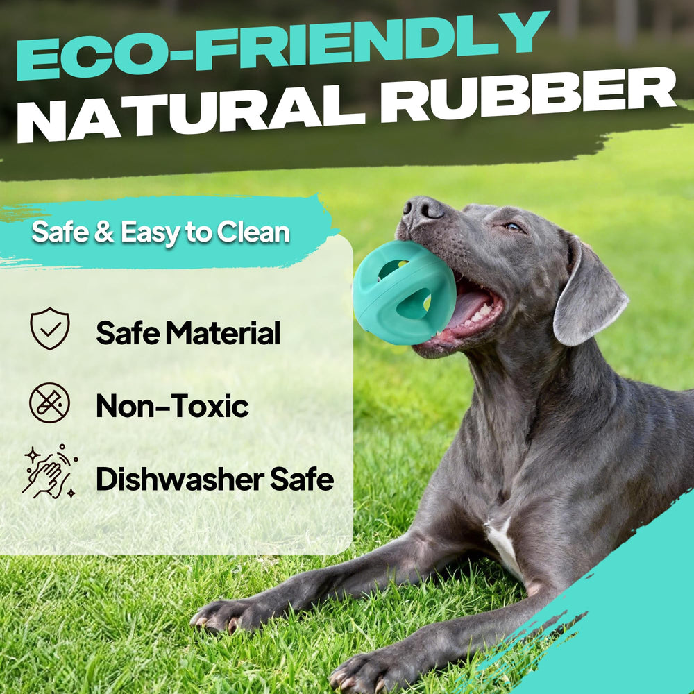 Fida ring ball side view highlighting rugged ring for fetch and tug