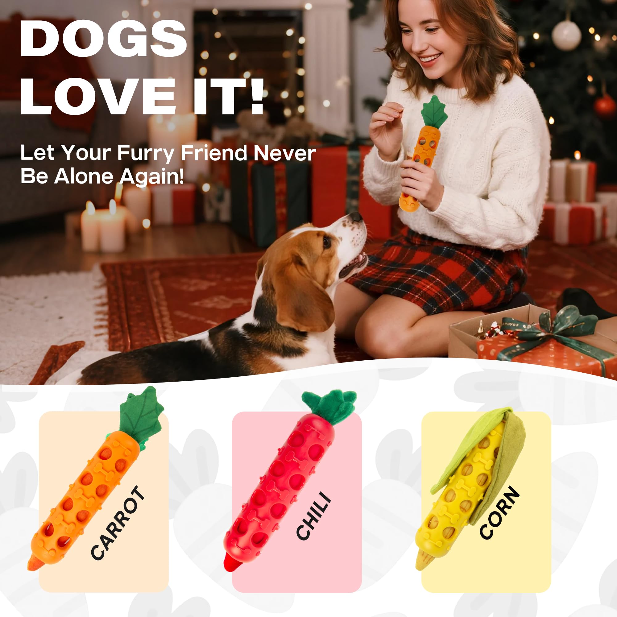 Fida small-medium dogs playing with veggie shapes for bonding