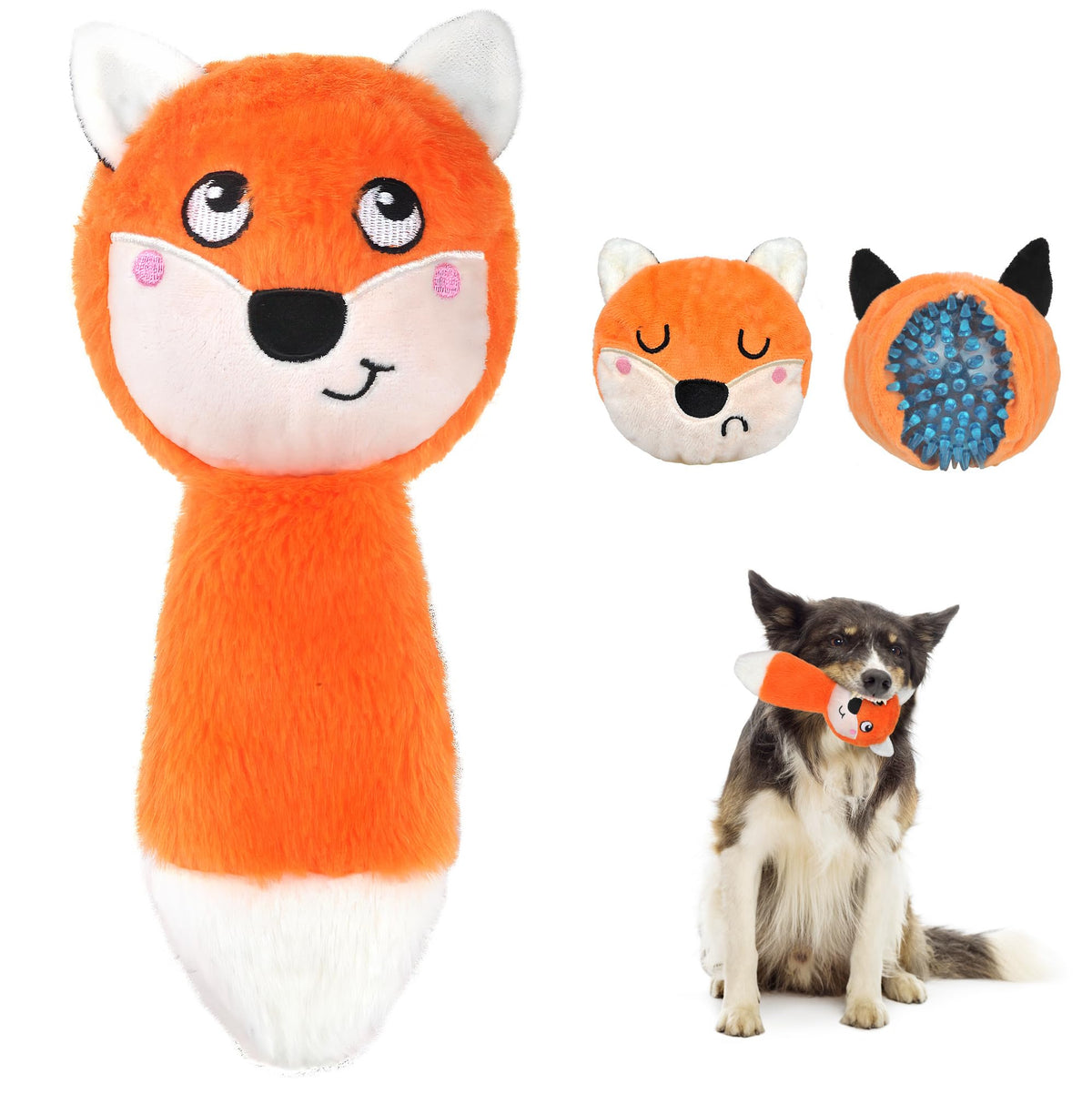 Fida squeaky toy outer crinkle shell for aggressive chewers with engaging texture