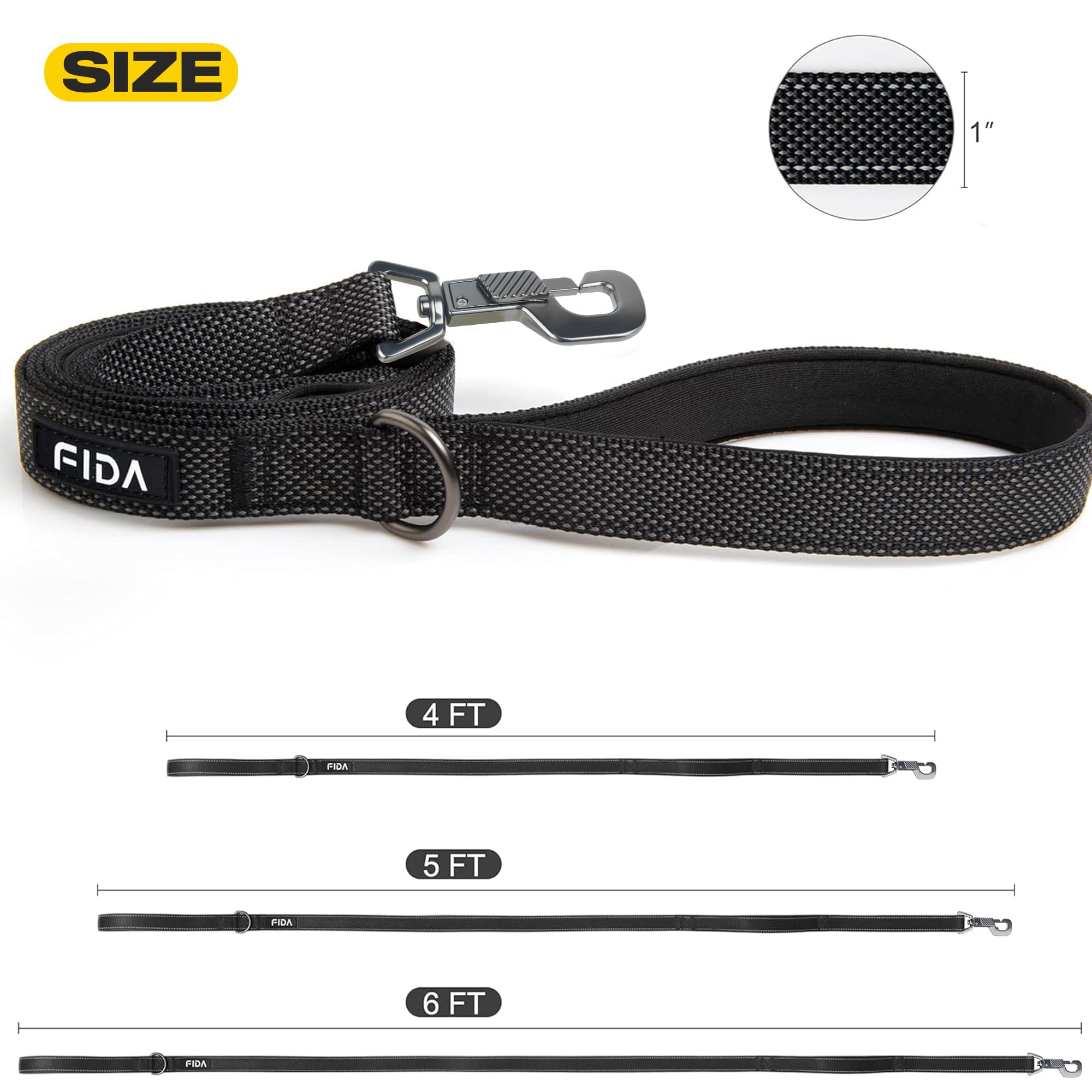 Fida strong stitch nylon leash built to endure daily use and activities