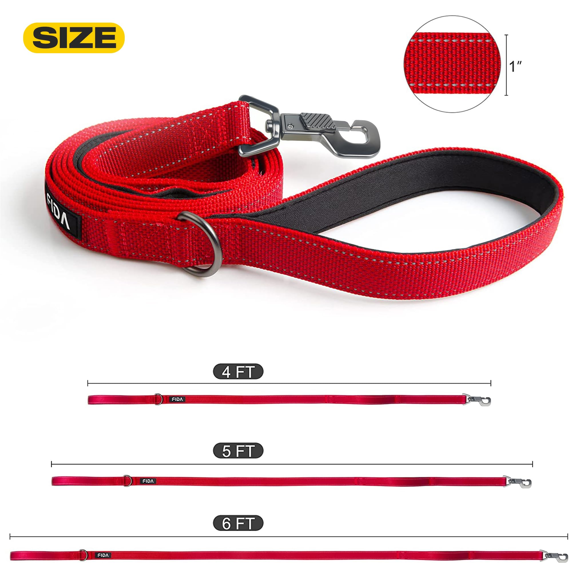 Fida strong nylon leash one-inch width built for durability.