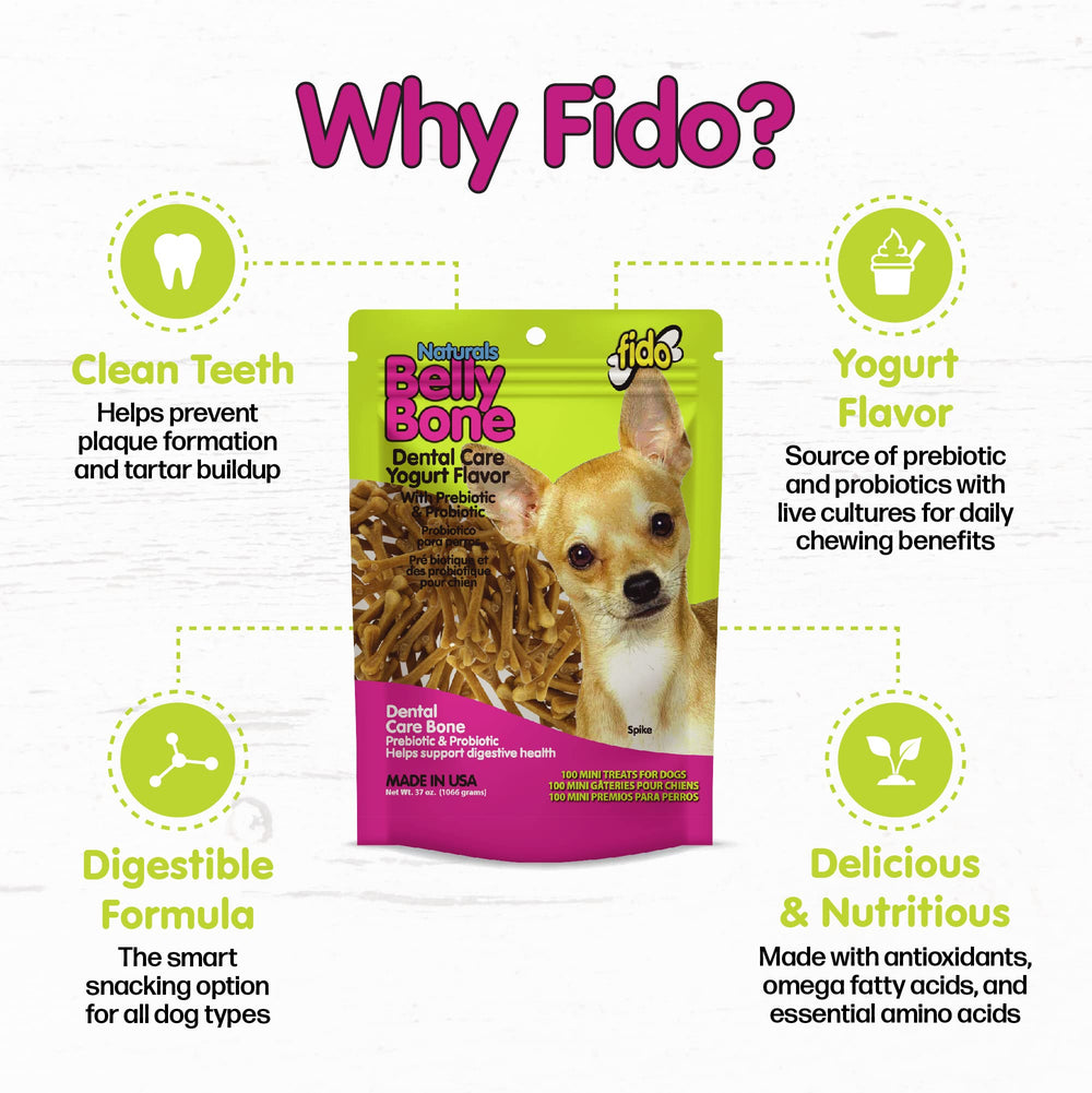 V-groove design close-up illustrating easy grip and gum-stimulating texture on Fido Belly Bones Mini.