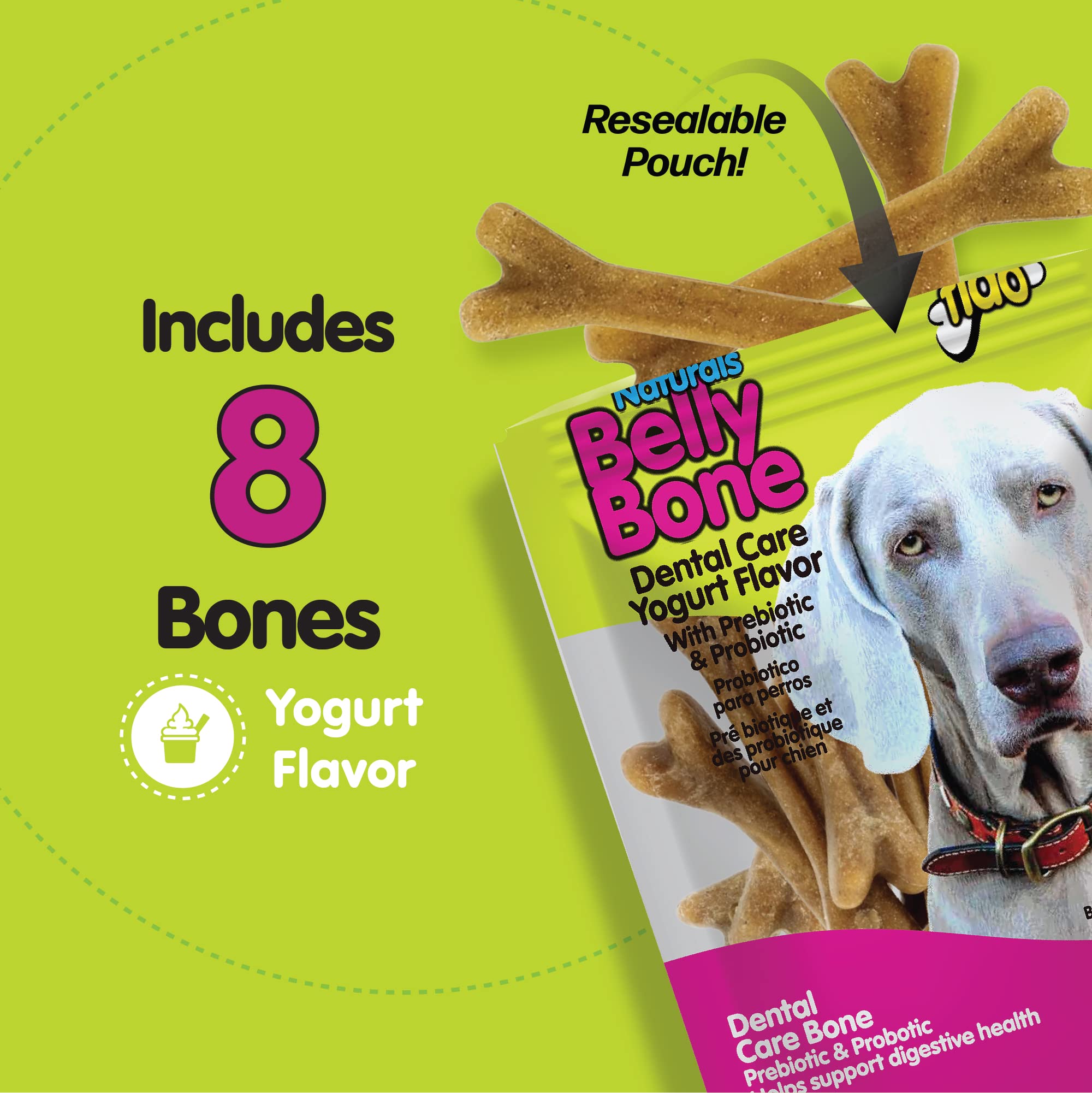 Fido Belly Bones resealable pouch keeps treats fresh and convenient for daily use.