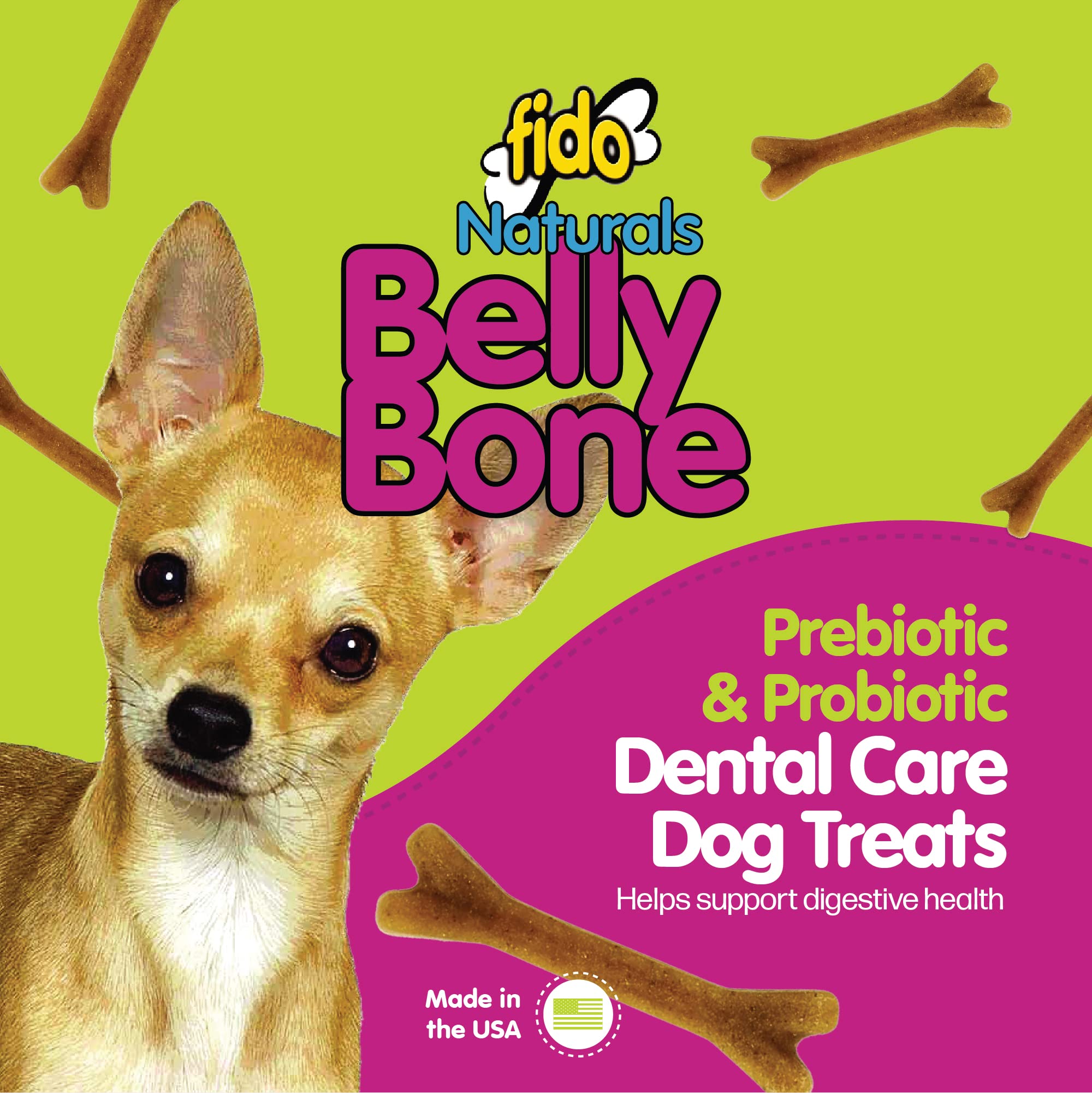 Fido Belly Bones 3 inch size chew designed for small breeds.