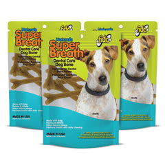 Fido Super Breath small dog dental bones in a three bag package for daily chewing