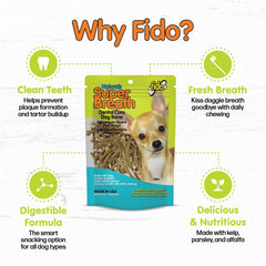 Fido Super Breath dental bones with v-groove design for easy hold during chewing