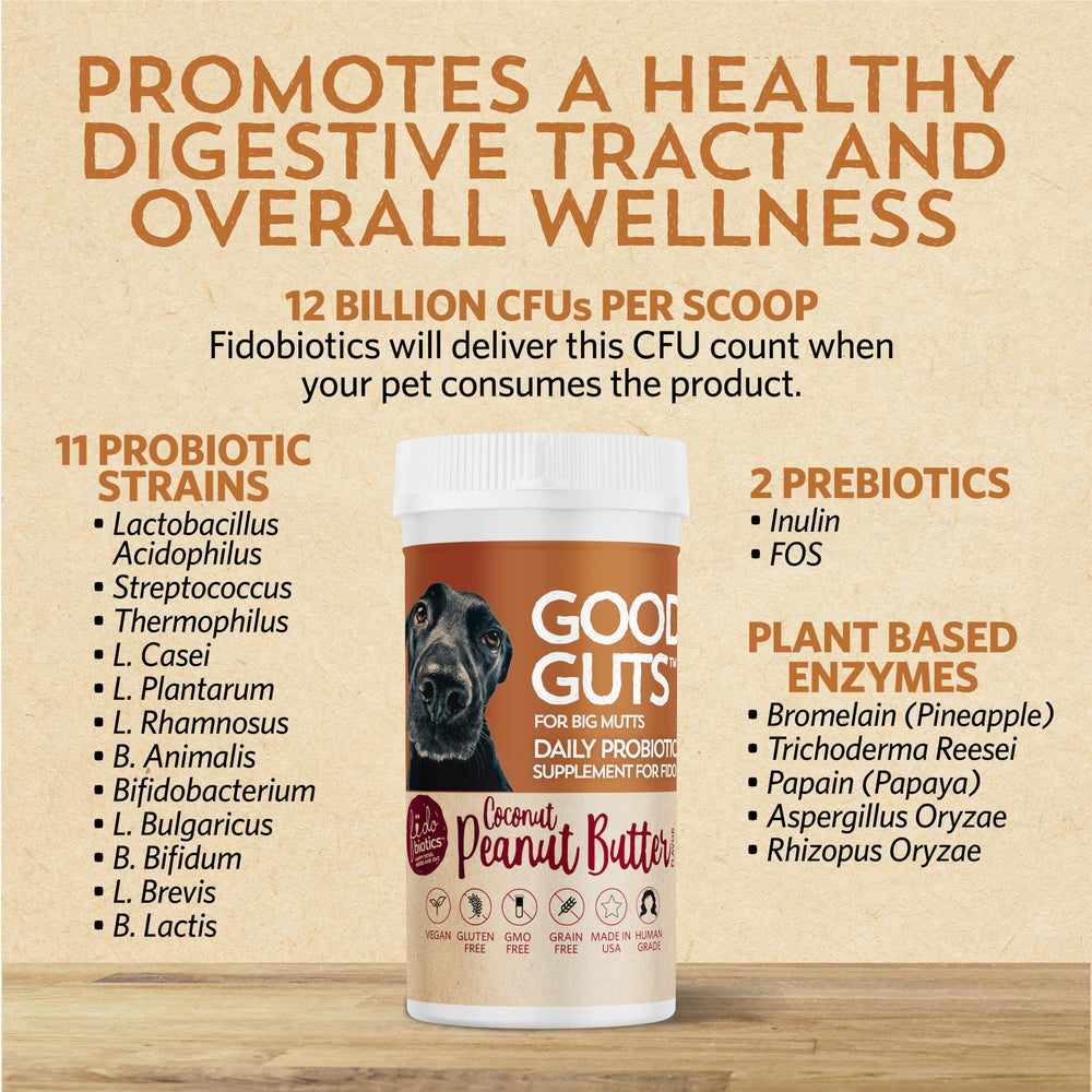 Fidobiotics good guts dog calm moment after support.