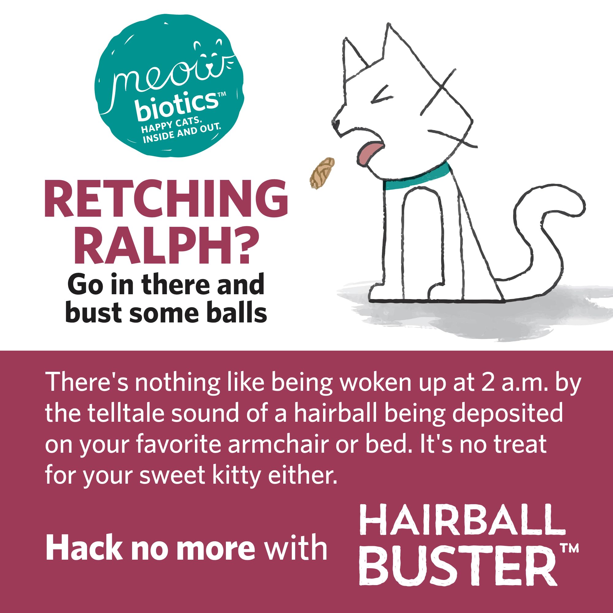 Fidobiotics Hairball Buster probiotic scoop enables easy daily dosing.