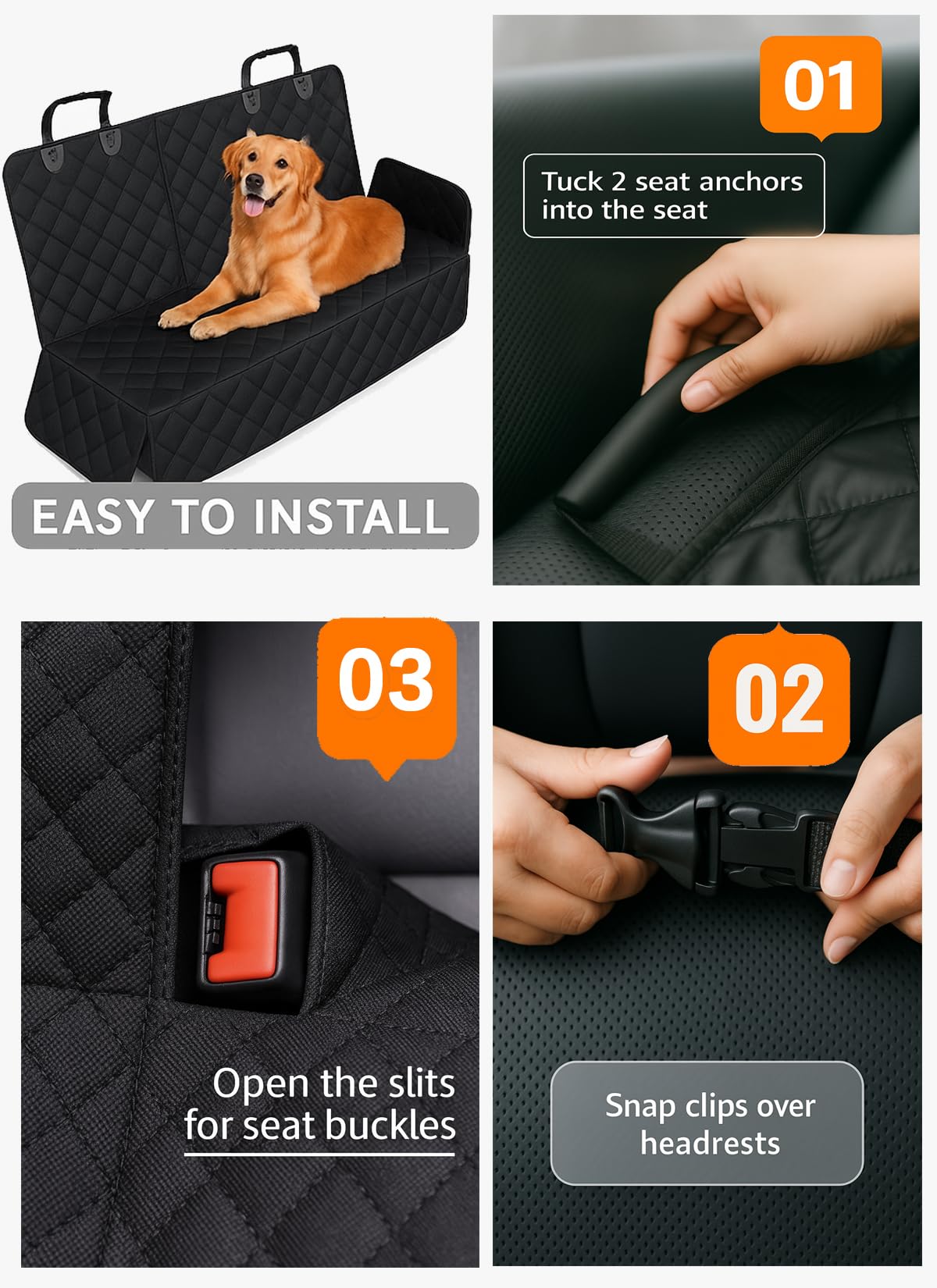 Fidozen adjustable straps and seat anchors enable quick, tool-free installation