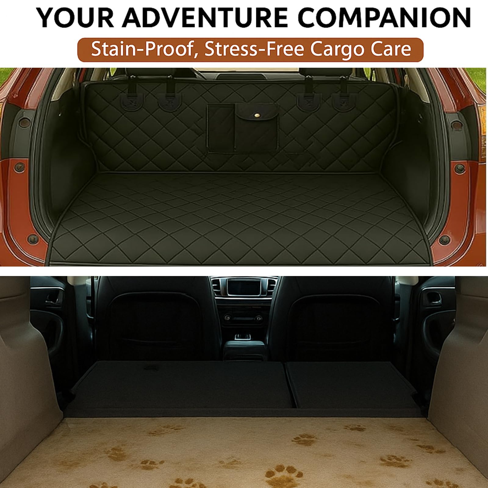 Fidozen cargo liner with anti-slip base prevents shifting during sharp turns or excited pets.