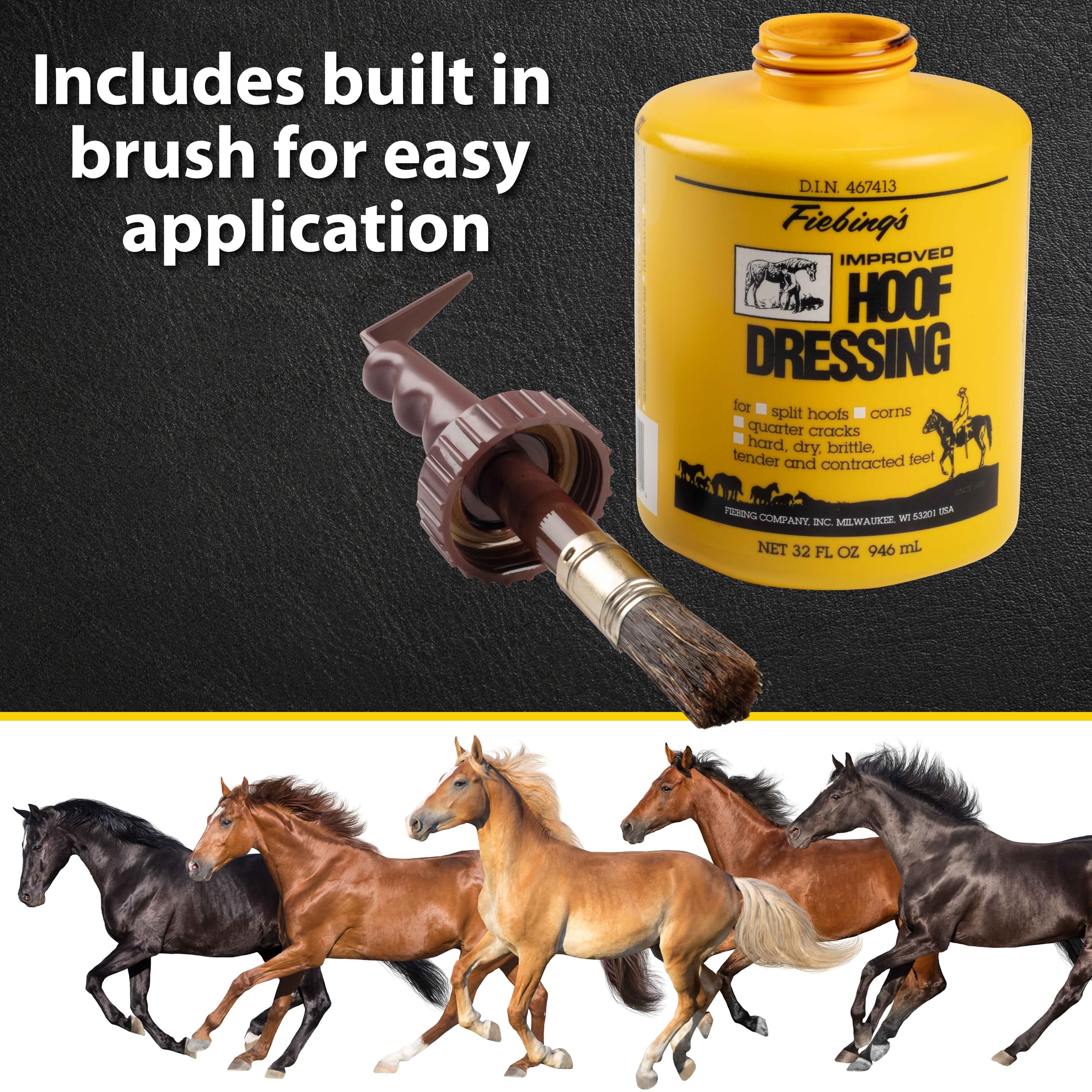 Fiebing's Hoof Oil softens dry hooves with rich moisture.
