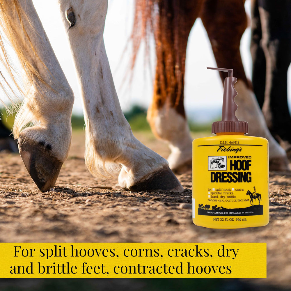 Fiebing's Hoof Oil helps prevent cracks and splits in hooves.
