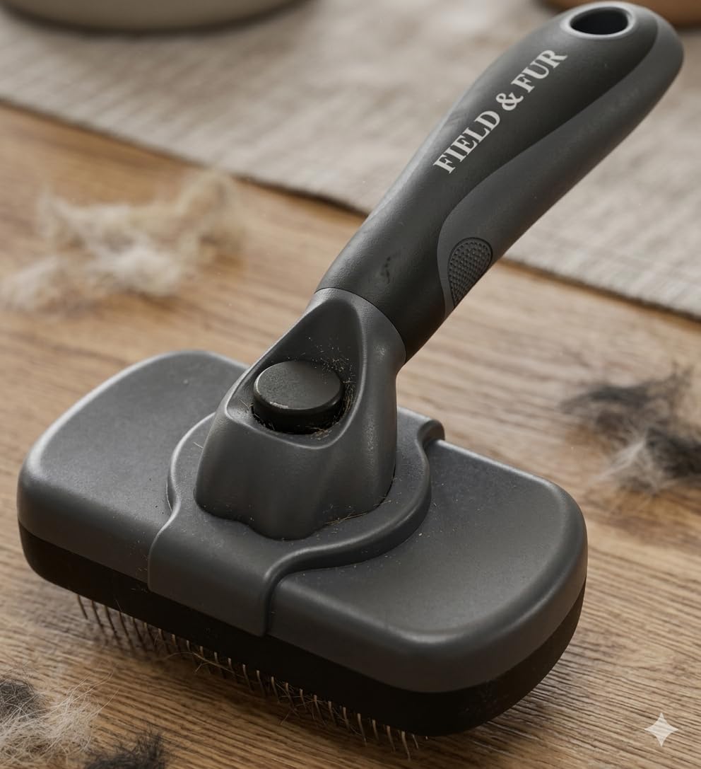 Field & FUR Slicker Brush for indoor cats reducing shedding and facilitating brushing.